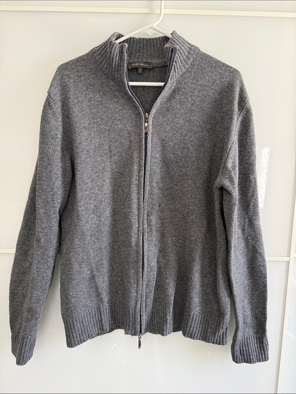 Wool Blend Full‑Zip Sweater Jacket in Gray